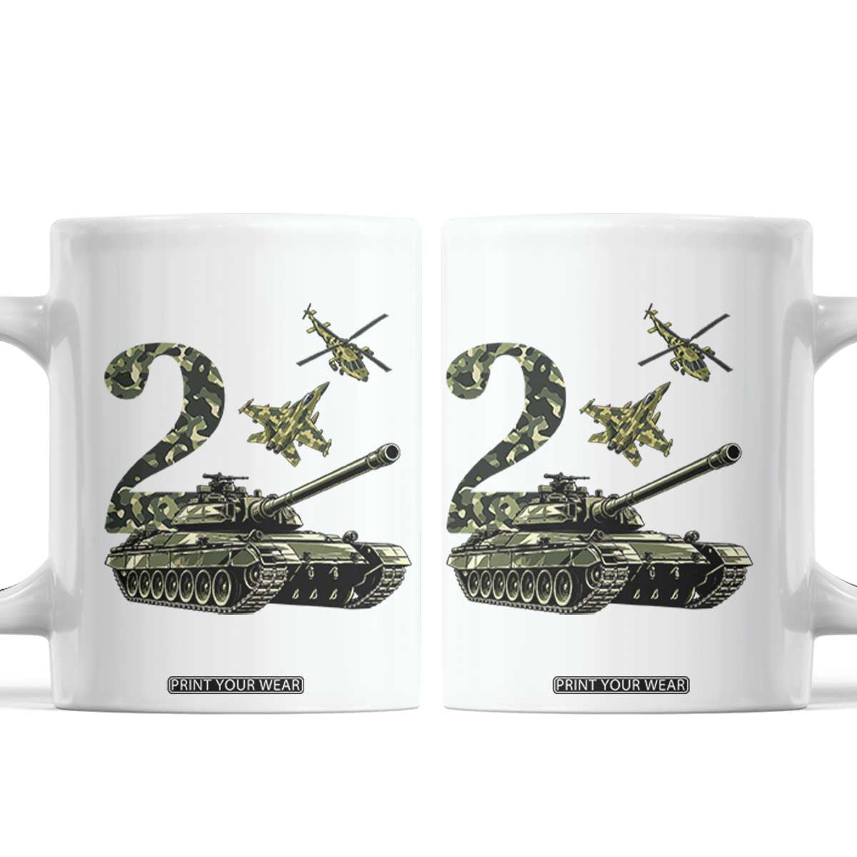 Cute Little Soldier 2nd Birthday Coffee Mug Camo Tank Tiny Trooper Party