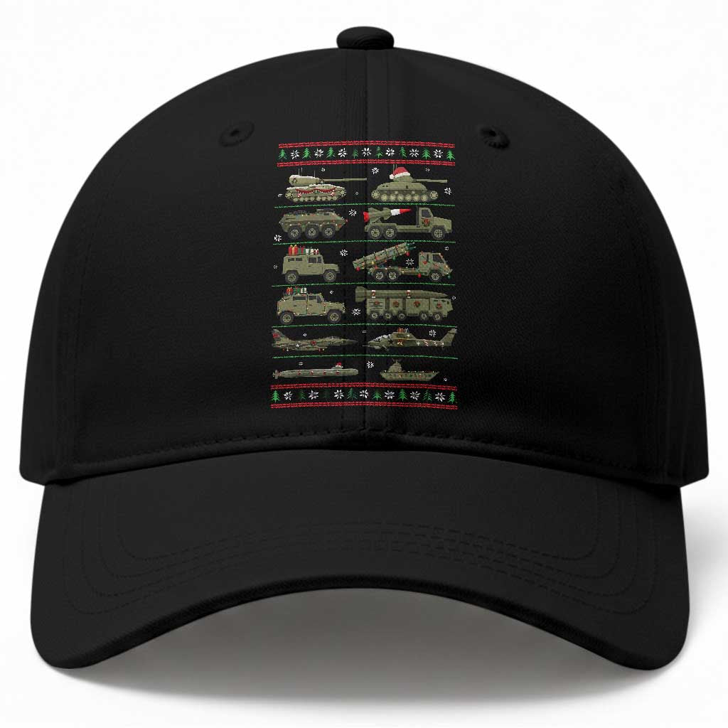 Military Vehicles Christmas Baseball Cap Vintage Army Holiday Xmas Style