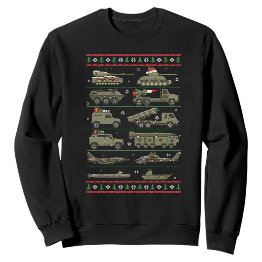Military Vehicles Christmas Sweatshirt Vintage Army Holiday Xmas Style
