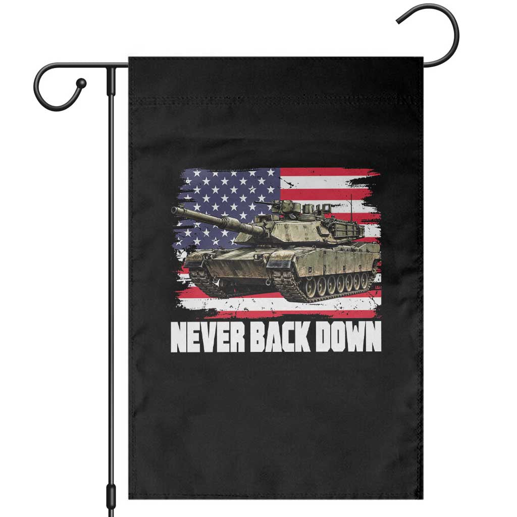Patriotic Military Tank American Flag Garden Flag Never Back Down Vintage Army Vehicle