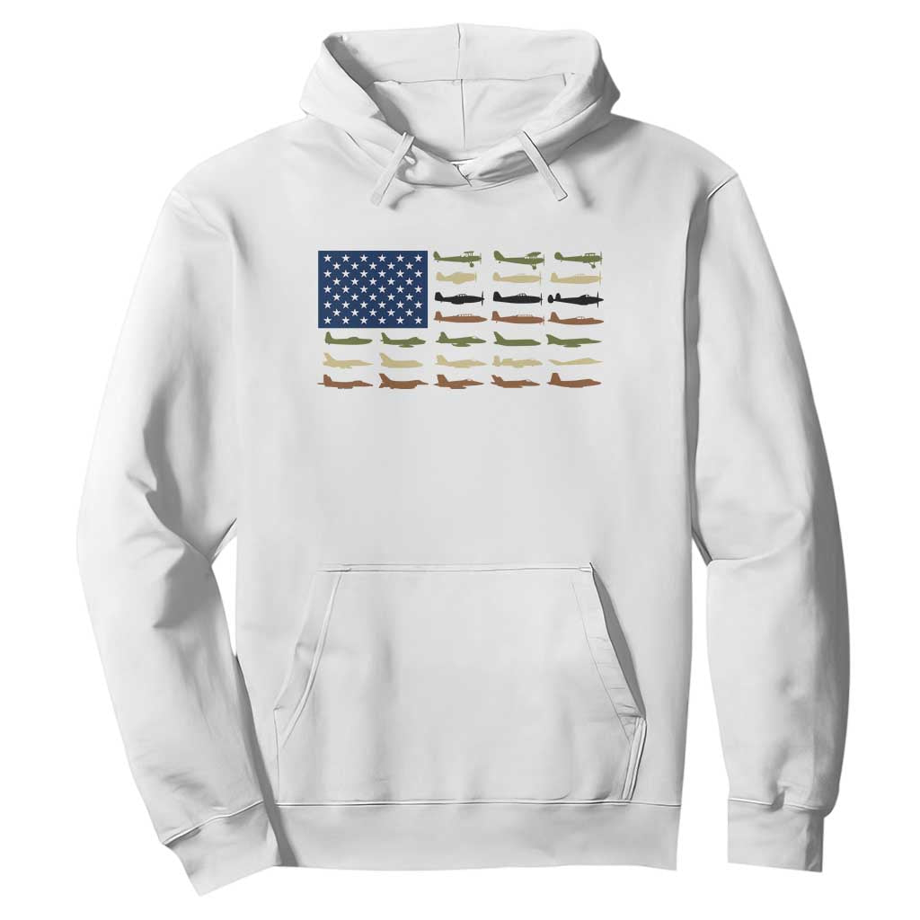 Patriotic Aviation Veteran Hoodie American Flag Military Aircraft