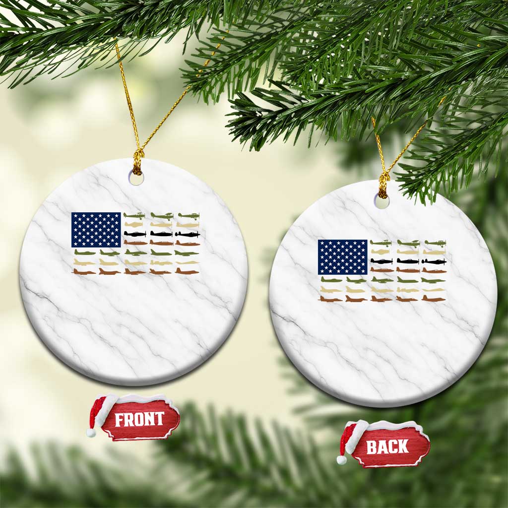 Patriotic Aviation Veteran Ceramic Ornament American Flag Military Aircraft