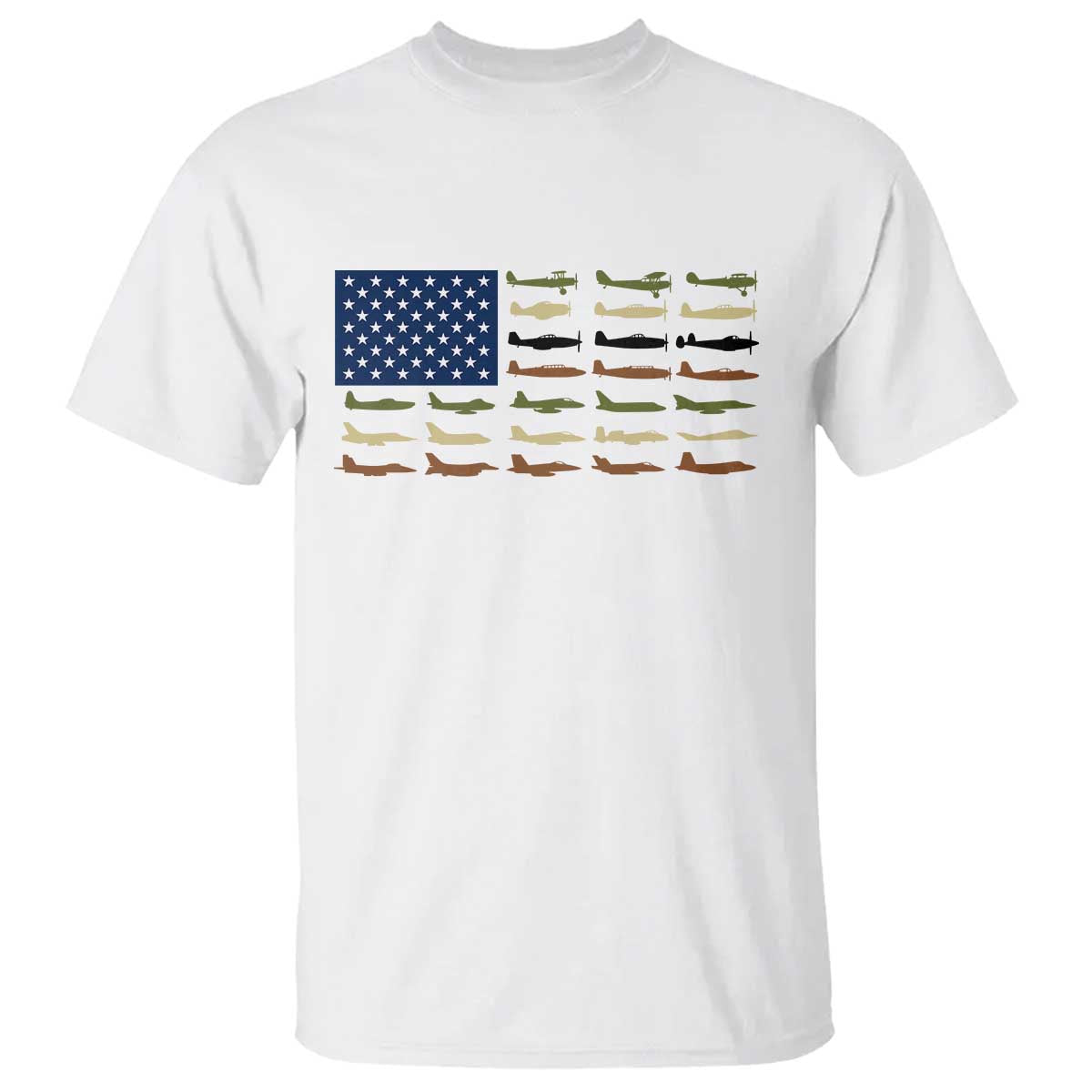 Patriotic Aviation Veteran T Shirt American Flag Military Aircraft