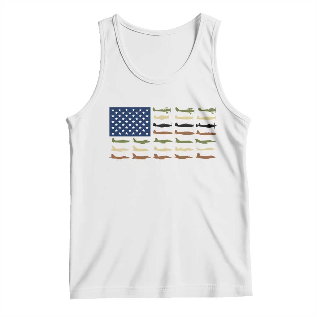 Patriotic Aviation Veteran Tank Top American Flag Military Aircraft