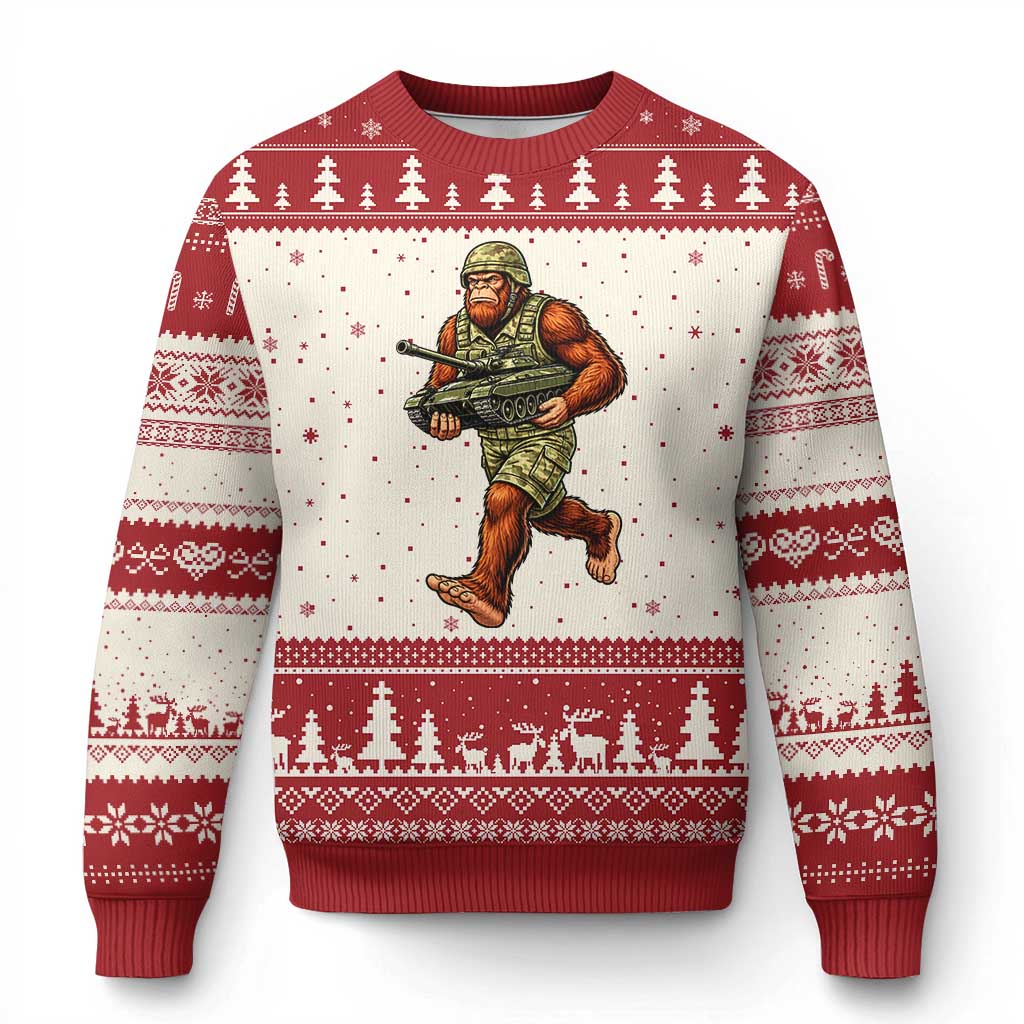 Funny Bigfoot Military Ugly Christmas Sweater Tactical Gift For Cryptid Army