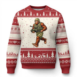 Funny Bigfoot Military Ugly Christmas Sweater Tactical Gift For Cryptid Army
