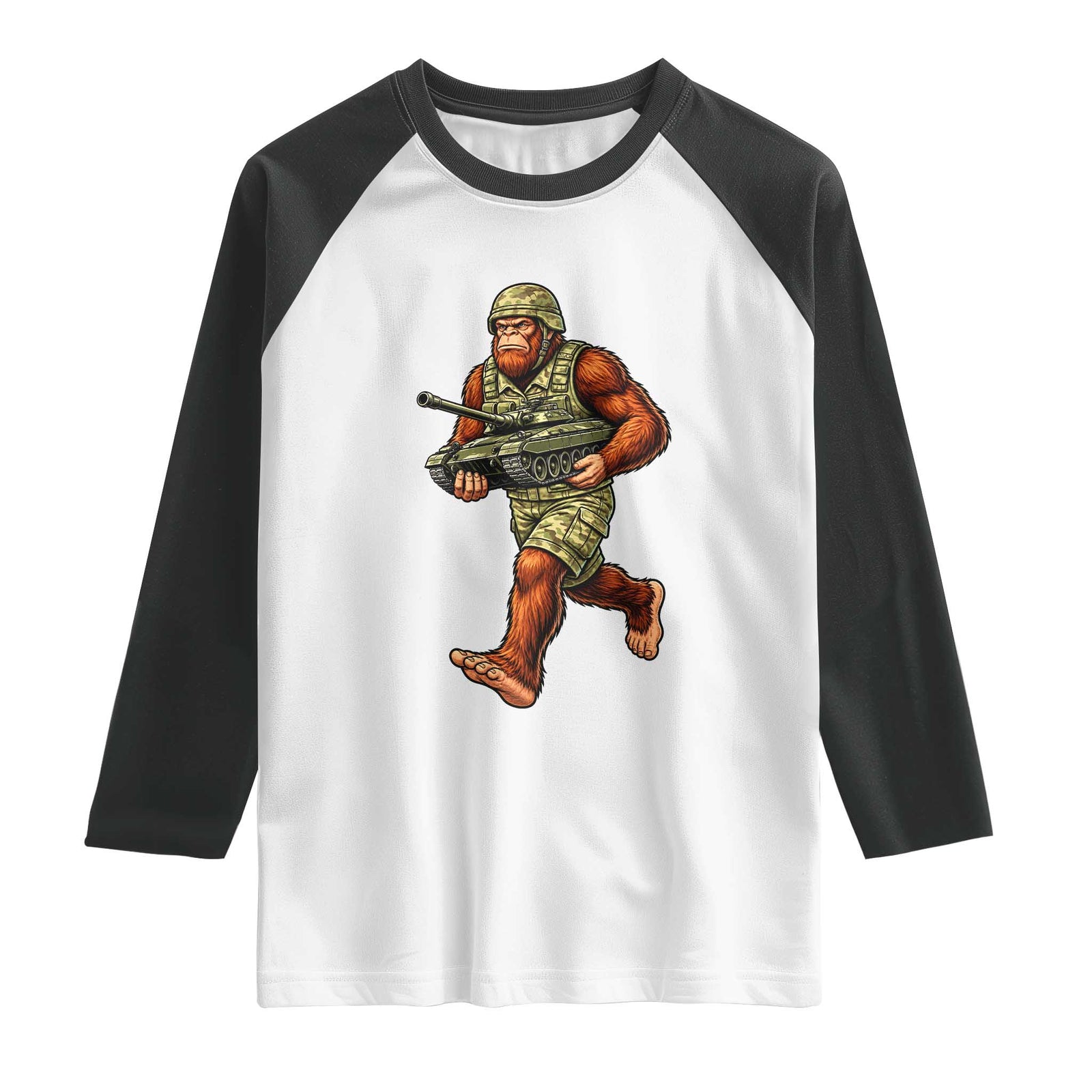 Funny Bigfoot Military Raglan Shirt Tactical Gift For Cryptid Army