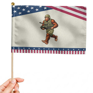 Funny Bigfoot Military Patriotic Handheld Flag Tactical Gift For Cryptid Army
