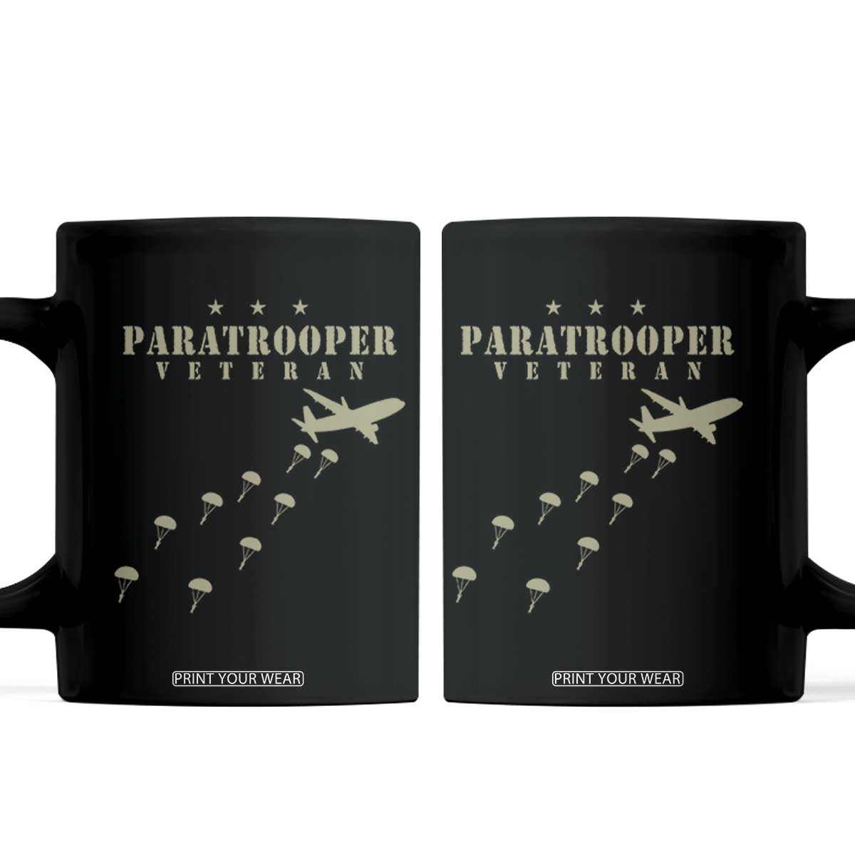 Paratrooper Veteran Airborne Coffee Mug Military Soldier Parachute Airplane