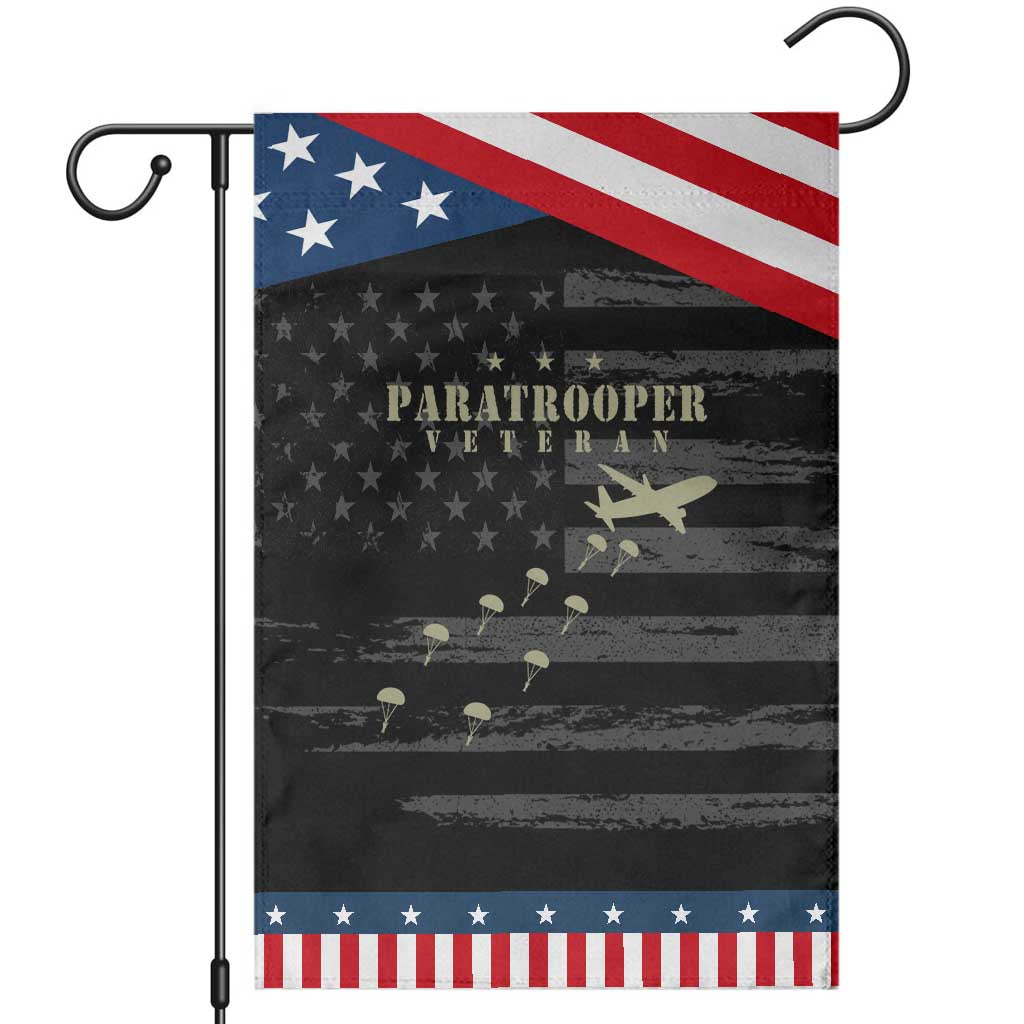 Paratrooper Veteran Airborne Patriotic Garden Flag Military Soldier Parachute Airplane