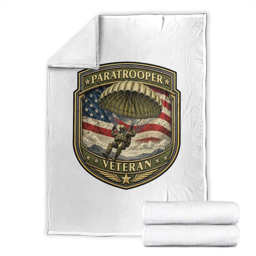 Paratrooper Veteran Airborne Soldier Throw Blanket Vintage US Flag Military