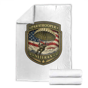 Paratrooper Veteran Airborne Soldier Throw Blanket Vintage US Flag Military