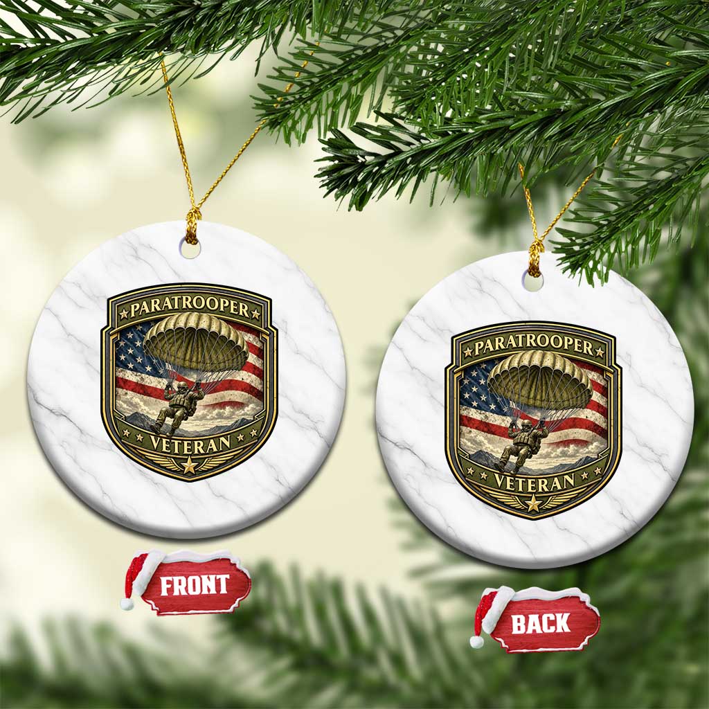 Paratrooper Veteran Airborne Soldier Ceramic Ornament Vintage US Flag Military