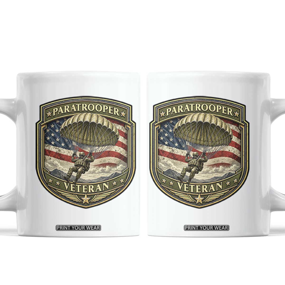 Paratrooper Veteran Airborne Soldier Coffee Mug Vintage US Flag Military