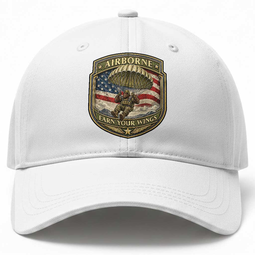 Funny Bigfoot Airborne Paratrooper Baseball Cap Earn Your Wings US Flag Military