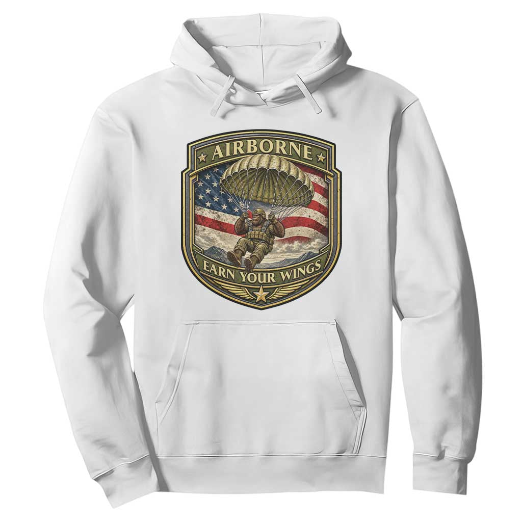 Funny Bigfoot Airborne Paratrooper Hoodie Earn Your Wings US Flag Military