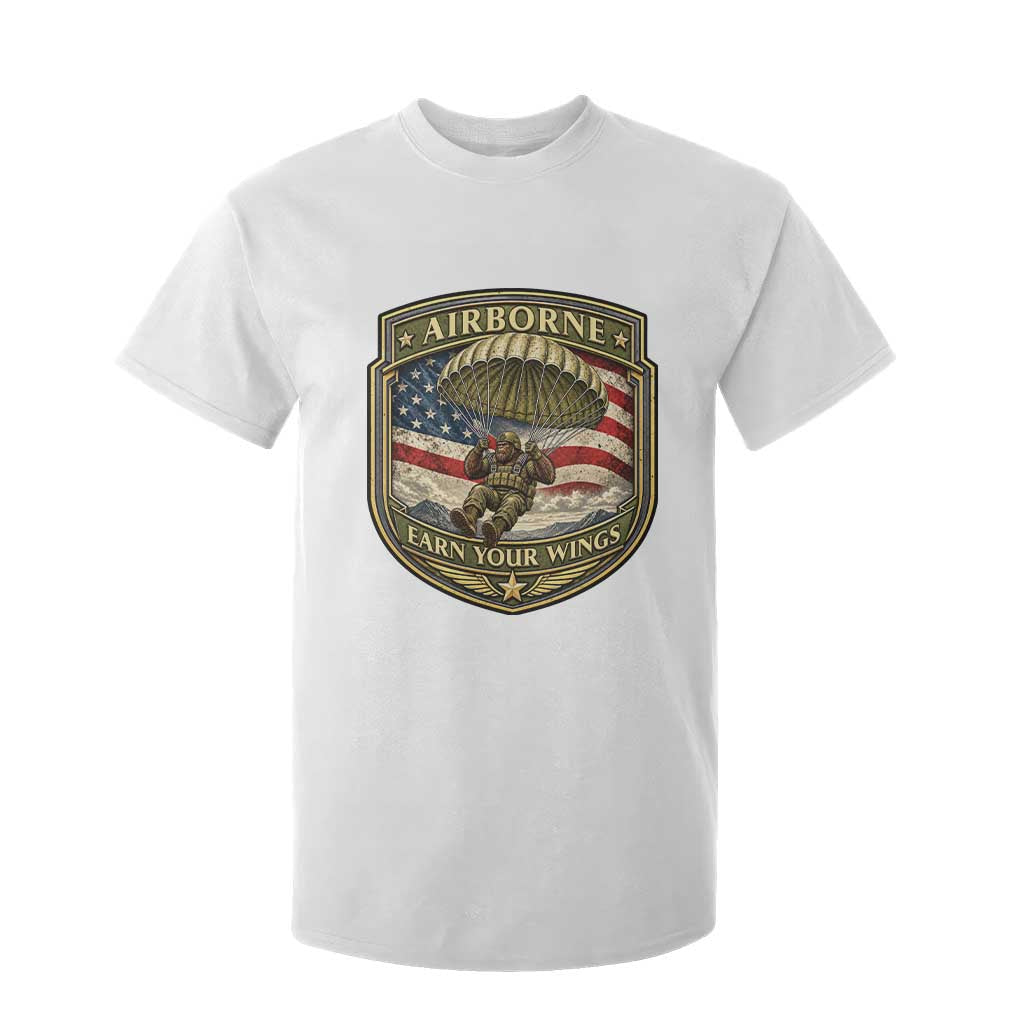 Funny Bigfoot Airborne Paratrooper T Shirt For Kid Earn Your Wings US Flag Military