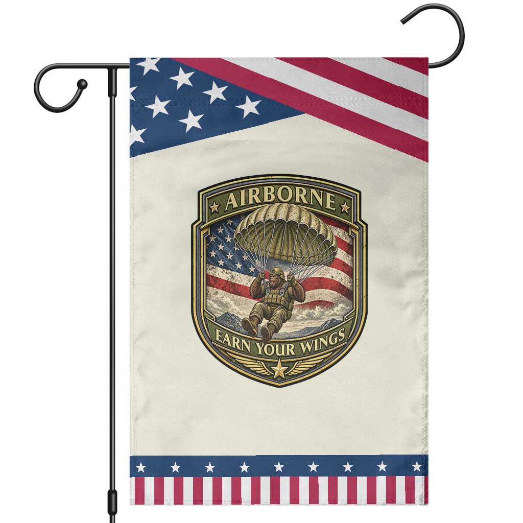 Funny Bigfoot Airborne Paratrooper Patriotic Garden Flag Earn Your Wings US Flag Military