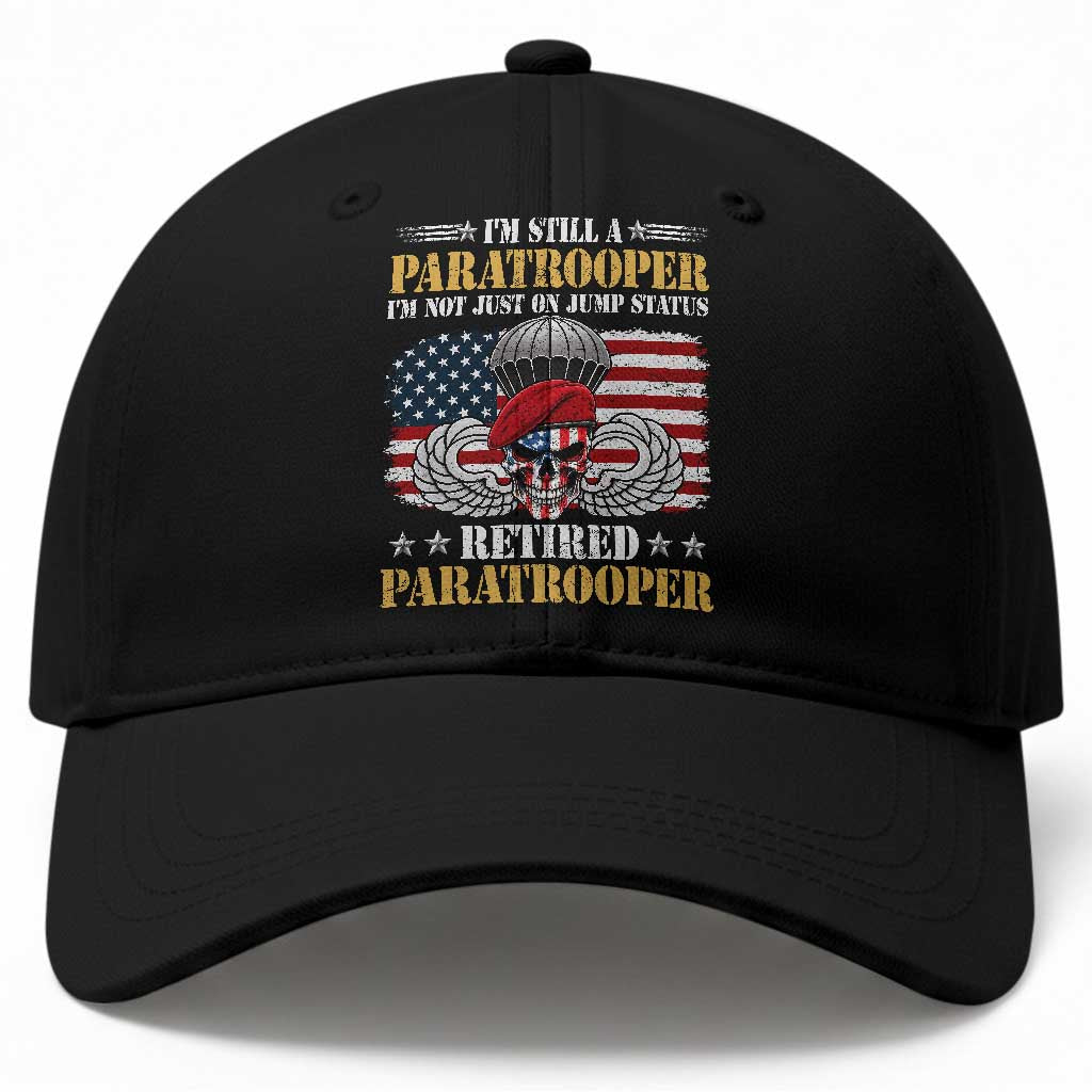 Retired Paratrooper Veteran Baseball Cap Skull American Flag Vintage Military