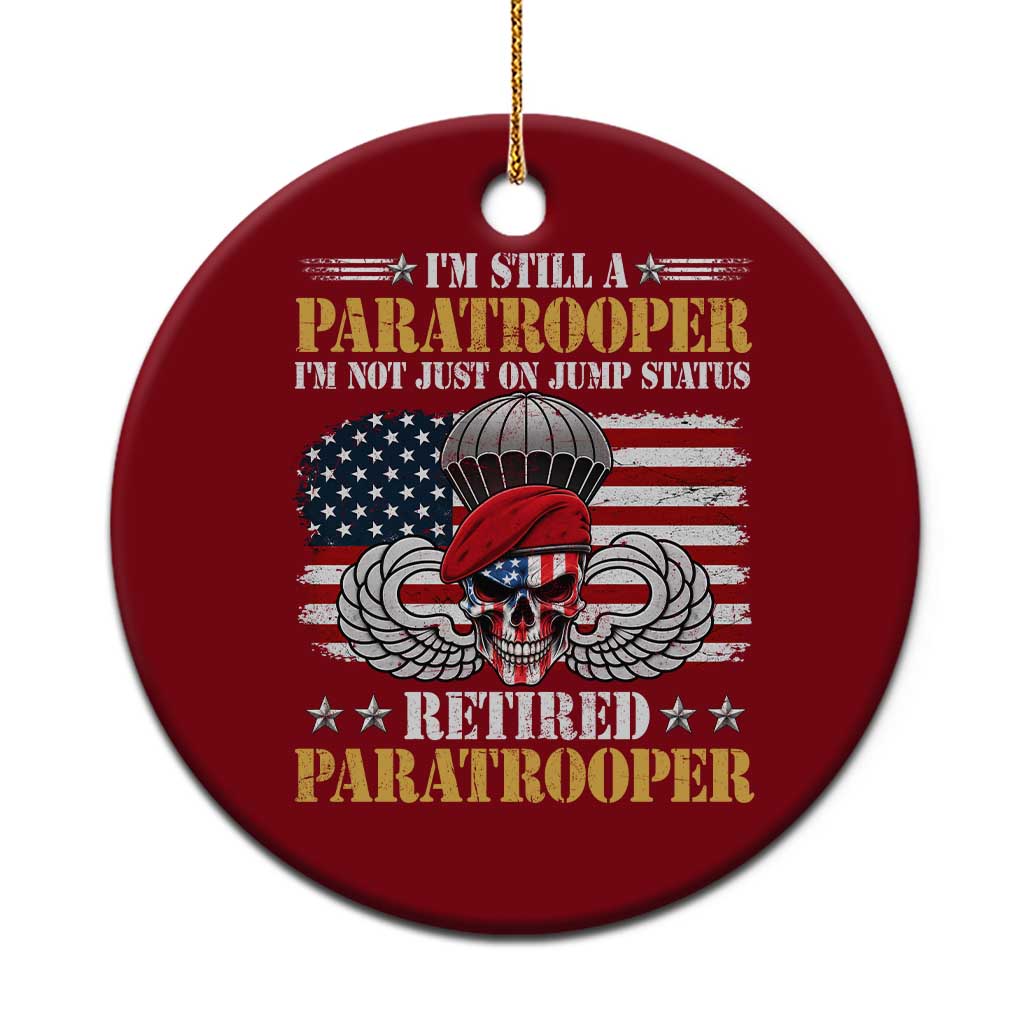 Retired Paratrooper Veteran Ceramic Ornament Skull American Flag Vintage Military