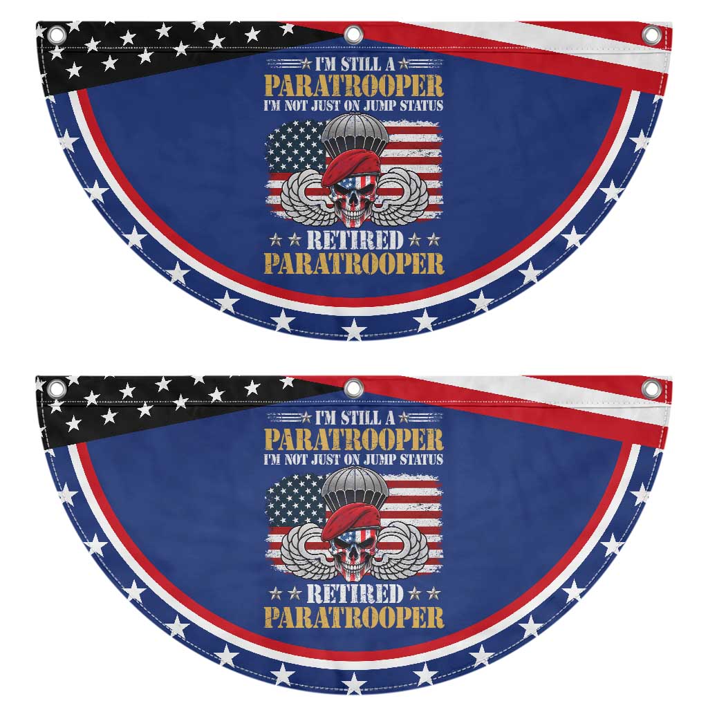 Retired Paratrooper Veteran Patriotic Fan Flag Skull American Flag Vintage Military