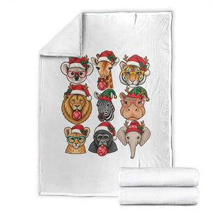 Cute Christmas Safari Animals Throw Blanket Zoo Wildlife Jungle Holiday