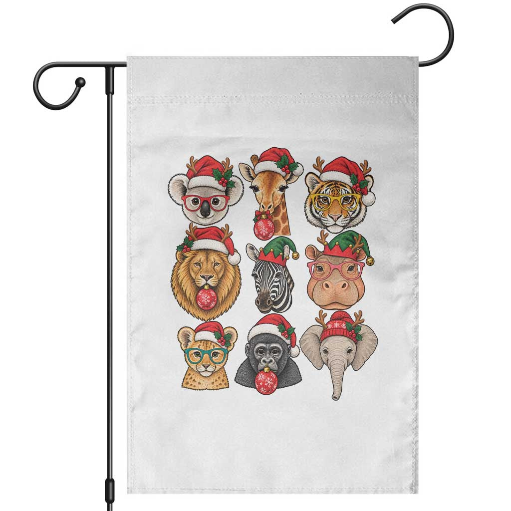 Cute Christmas Safari Animals Garden Flag Zoo Wildlife Jungle Holiday