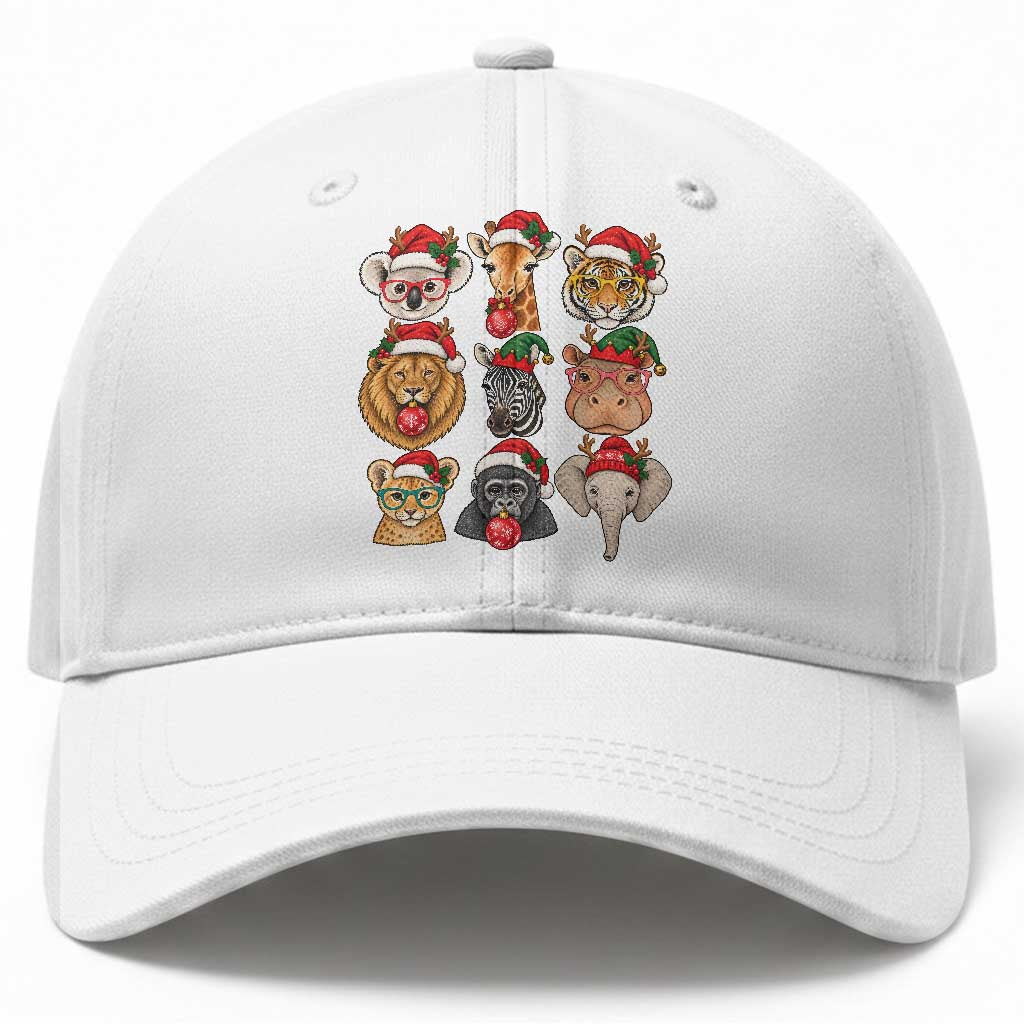 Cute Christmas Safari Animals Baseball Cap Zoo Wildlife Jungle Holiday