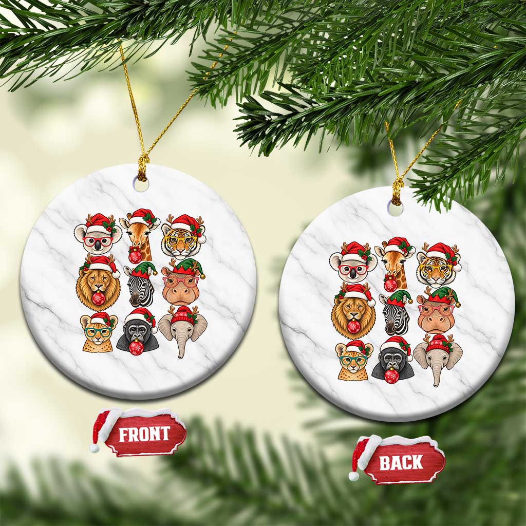 Cute Christmas Safari Animals Ceramic Ornament Zoo Wildlife Jungle Holiday