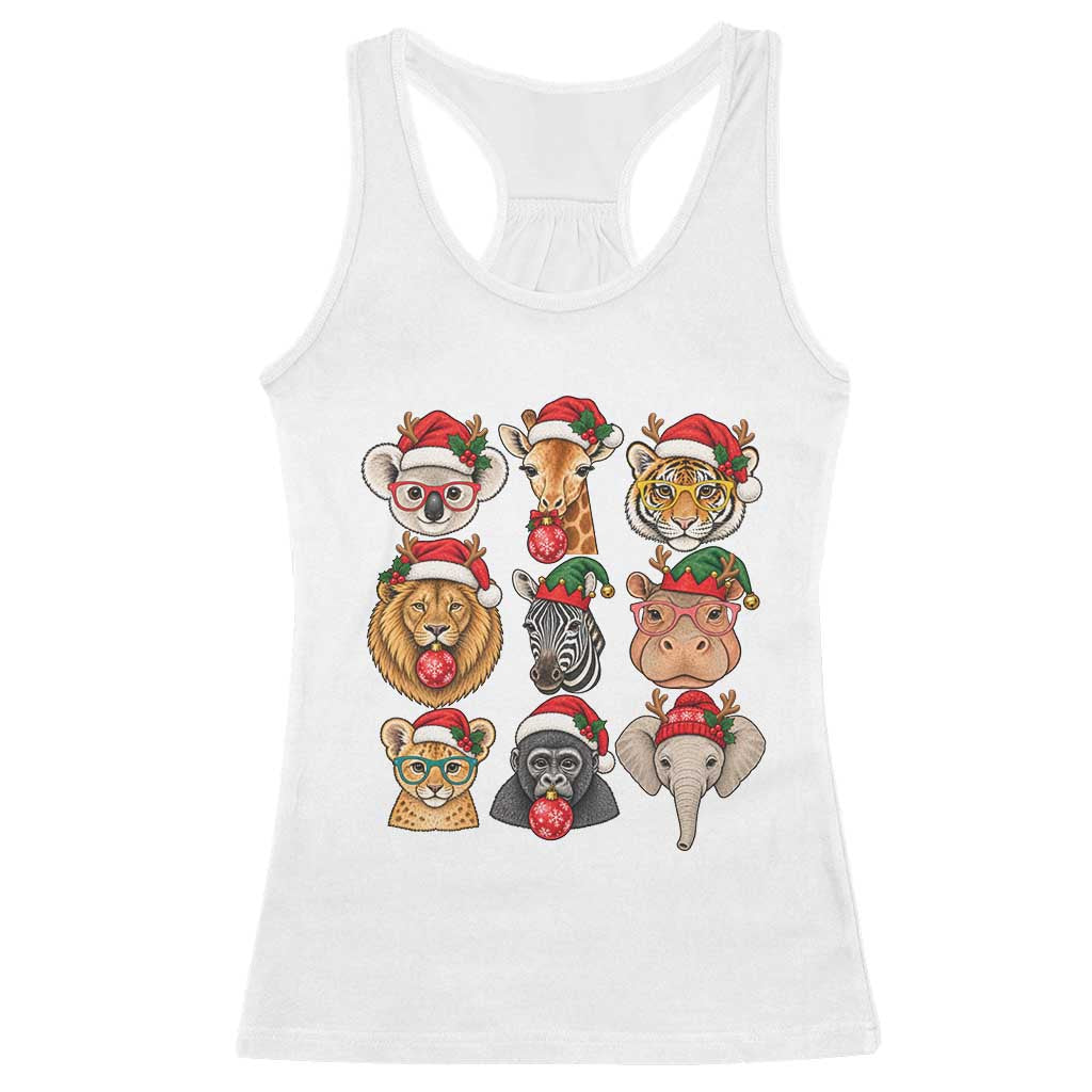 Cute Christmas Safari Animals Racerback Tank Top Zoo Wildlife Jungle Holiday