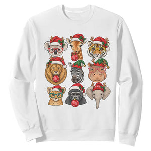 Cute Christmas Safari Animals Sweatshirt Zoo Wildlife Jungle Holiday
