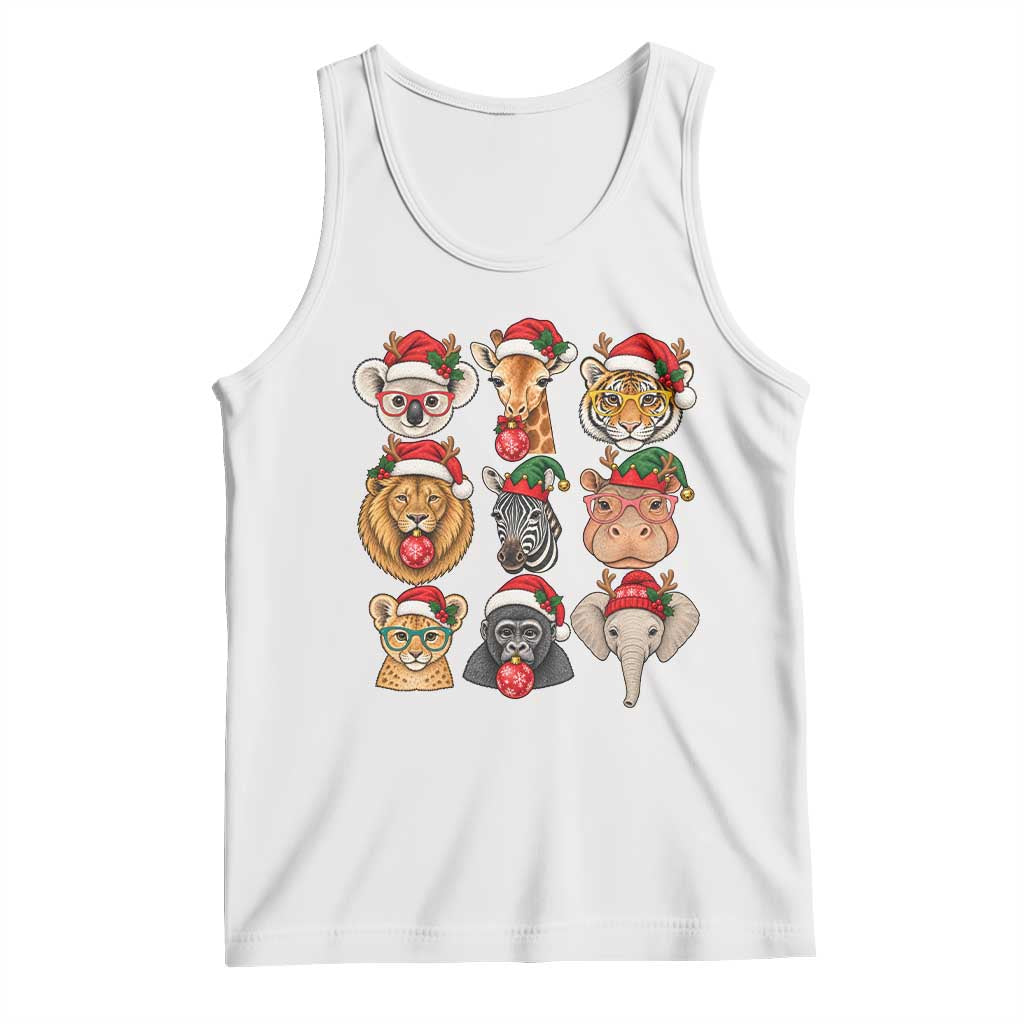 Cute Christmas Safari Animals Tank Top Zoo Wildlife Jungle Holiday