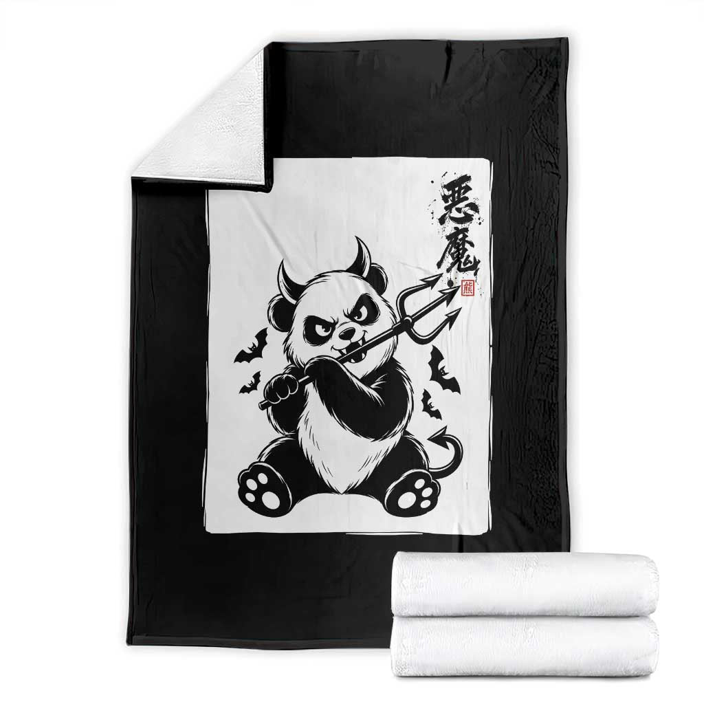 Devil Panda Halloween Throw Blanket Sumie Japanese Ink Wash Spooky