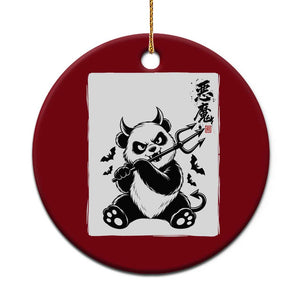 Devil Panda Halloween Ceramic Ornament Sumie Japanese Ink Wash Spooky
