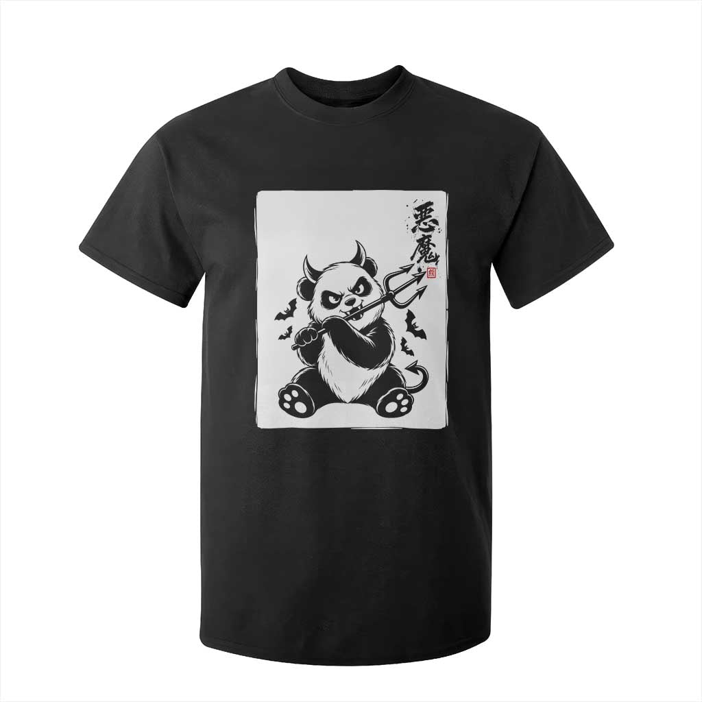 Devil Panda Halloween T Shirt For Kid Sumie Japanese Ink Wash Spooky