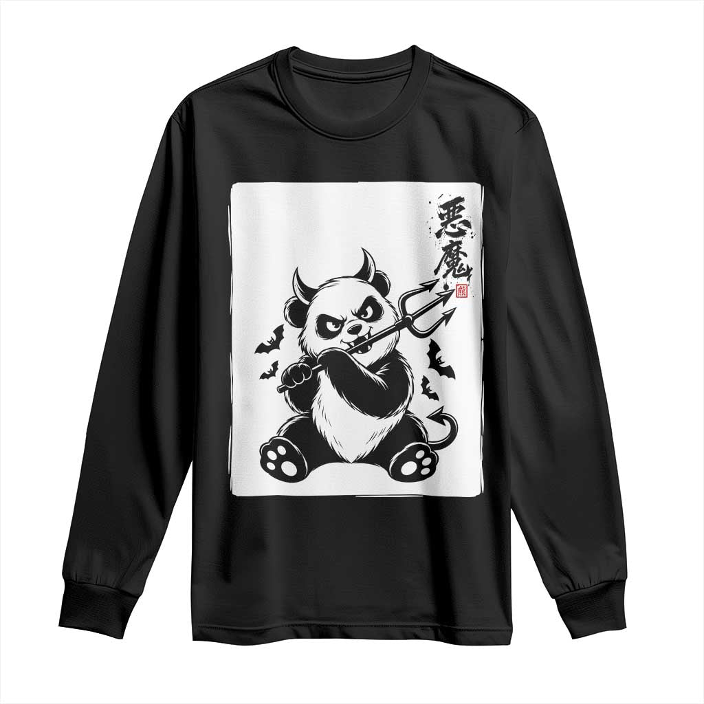 Devil Panda Halloween Long Sleeve Shirt Sumie Japanese Ink Wash Spooky