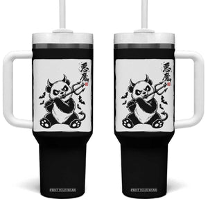 Devil Panda Halloween Tumbler With Handle Sumie Japanese Ink Wash Spooky