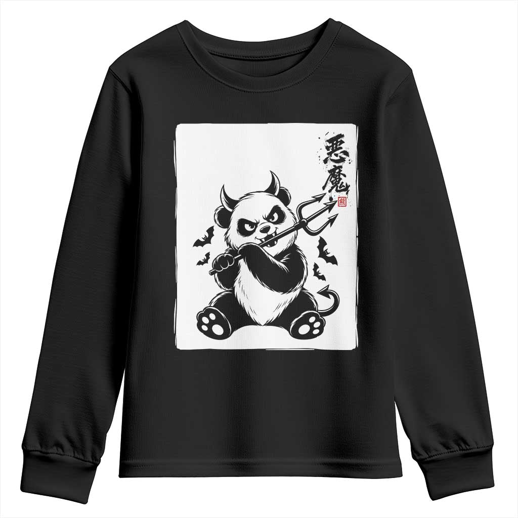 Devil Panda Halloween Youth Sweatshirt Sumie Japanese Ink Wash Spooky