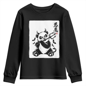 Devil Panda Halloween Youth Sweatshirt Sumie Japanese Ink Wash Spooky