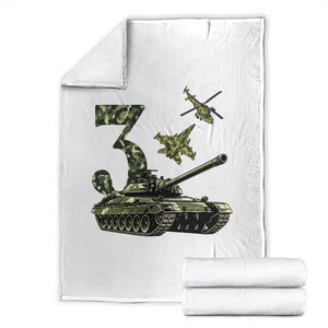 Cute Little Soldier 3rd Birthday Throw Blanket Camo Tank Tiny Trooper Party