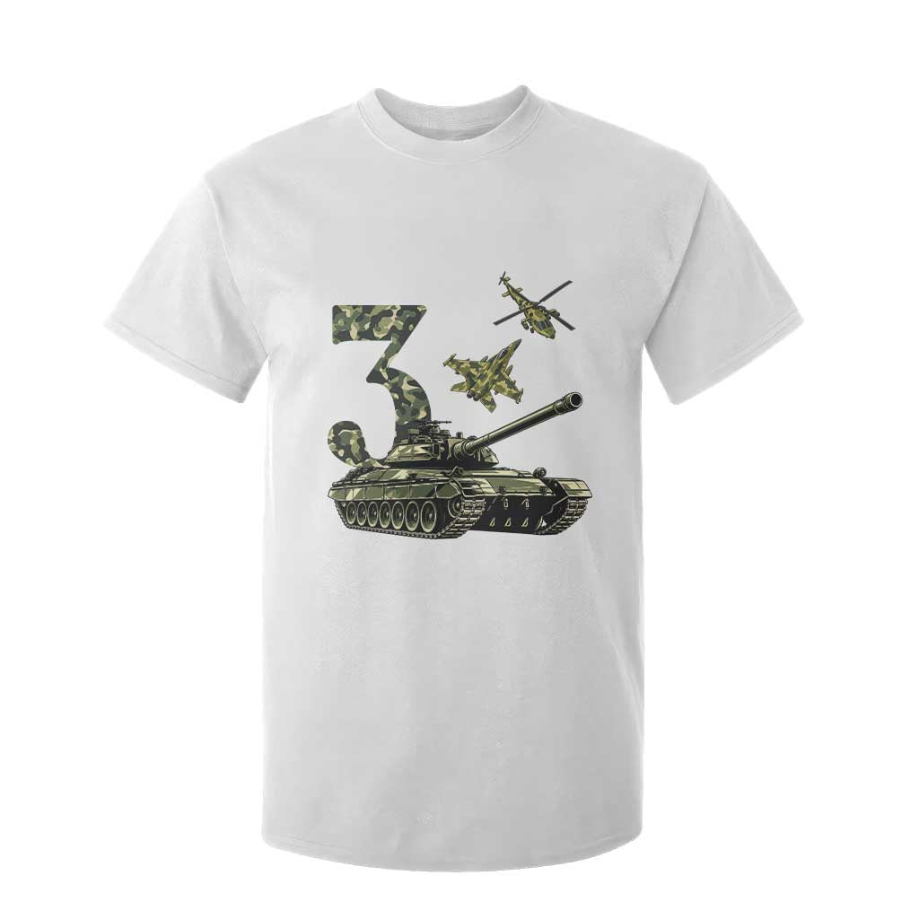 Cute Little Soldier 3rd Birthday T Shirt For Kid Camo Tank Tiny Trooper Party