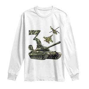 Cute Little Soldier 3rd Birthday Long Sleeve Shirt Camo Tank Tiny Trooper Party