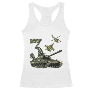 Cute Little Soldier 3rd Birthday Racerback Tank Top Camo Tank Tiny Trooper Party