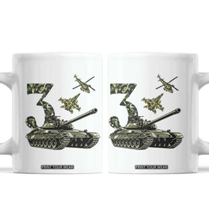 Cute Little Soldier 3rd Birthday Coffee Mug Camo Tank Tiny Trooper Party