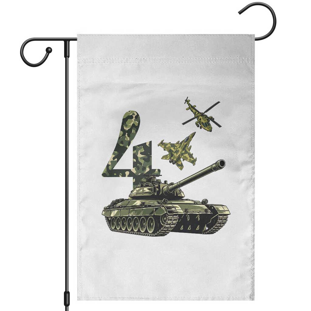 Cute Little Soldier 4th Birthday Garden Flag Camo Tank Tiny Trooper Party