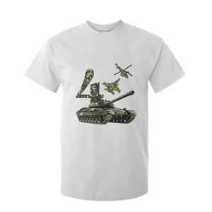 Cute Little Soldier 4th Birthday T Shirt For Kid Camo Tank Tiny Trooper Party