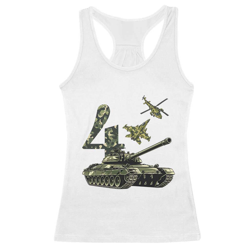Cute Little Soldier 4th Birthday Racerback Tank Top Camo Tank Tiny Trooper Party