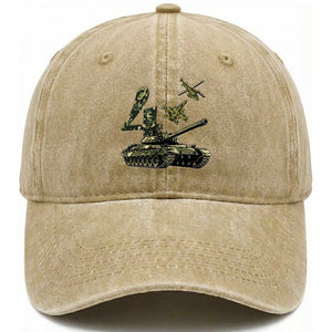 Cute Little Soldier 4th Birthday Washed Cotton Baseball Cap Camo Tank Tiny Trooper Party