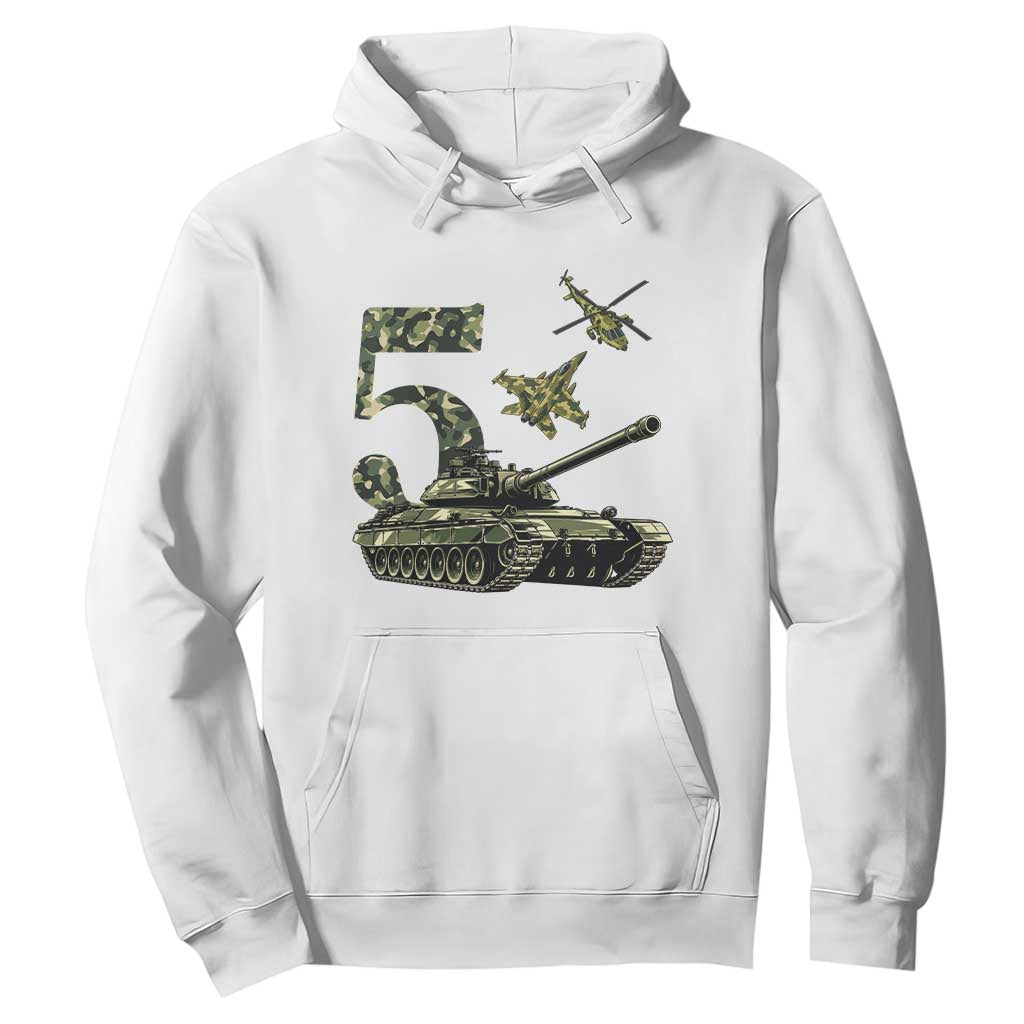 Cute Little Soldier 5th Birthday Hoodie Camo Tank Tiny Trooper Party