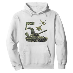 Cute Little Soldier 5th Birthday Hoodie Camo Tank Tiny Trooper Party